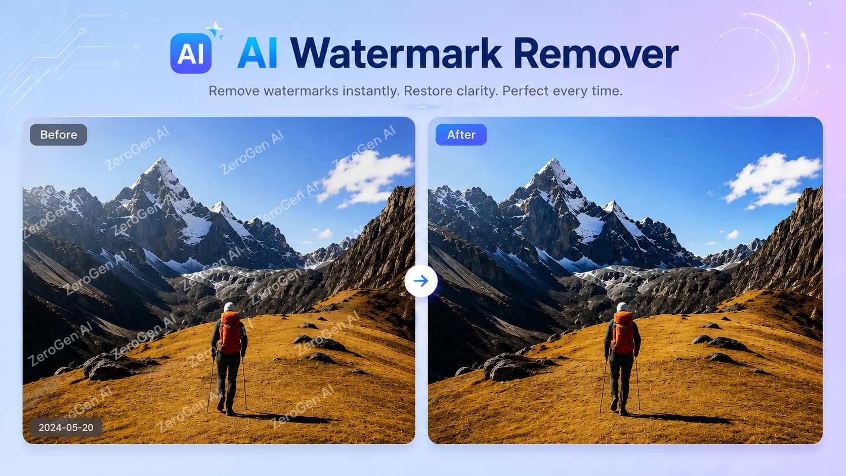 Before and after product photo with proof marks removed