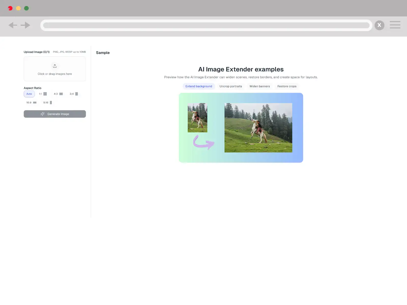 AI Image Extender canvas extension example