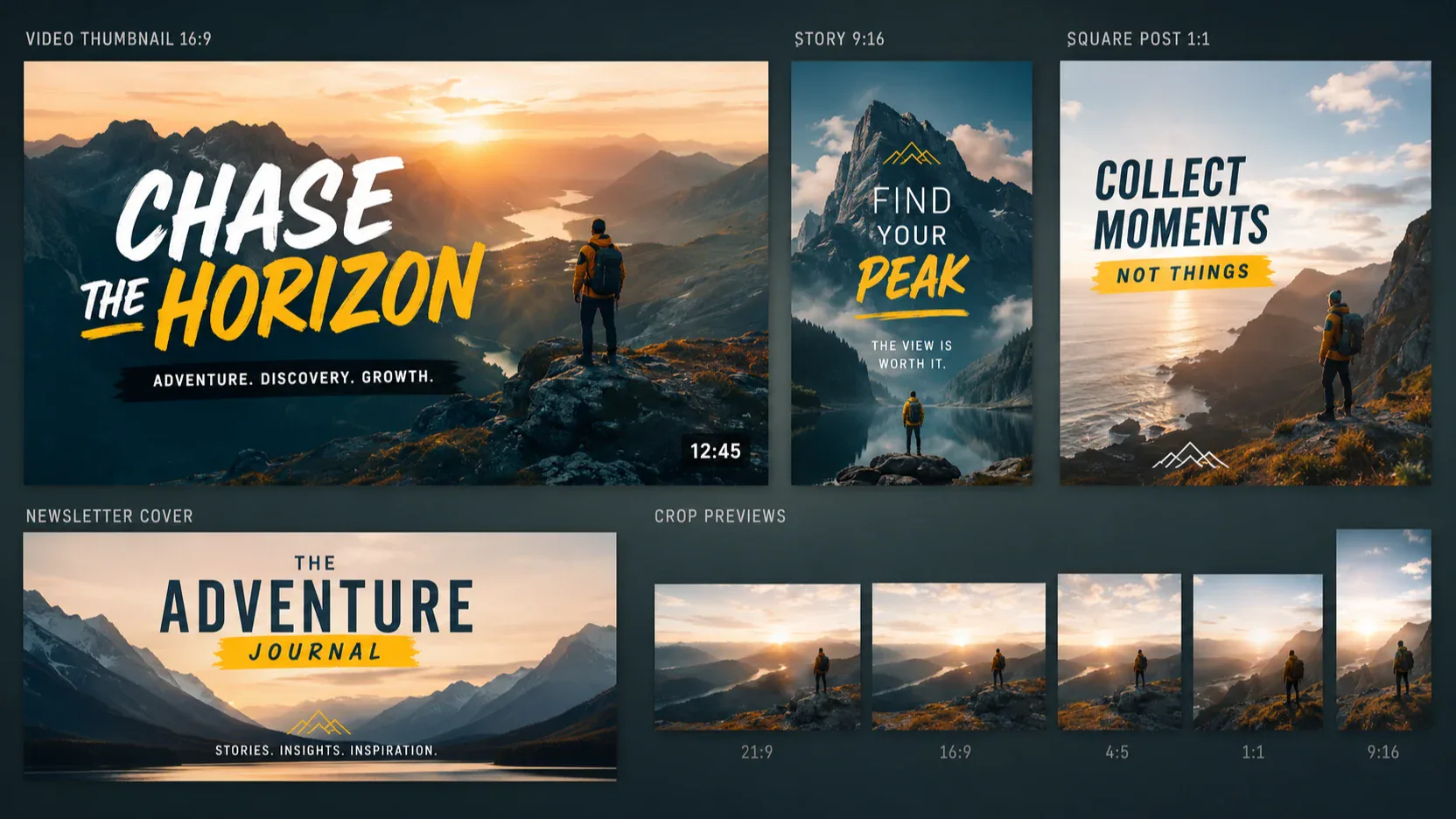 Set of generated social thumbnails and creator visuals